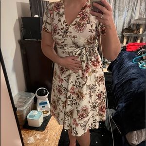 White and pink floral dress